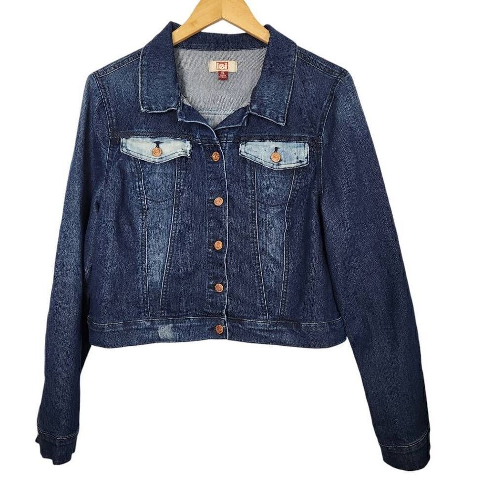 Lei Apple denim jacket Jr darkwash bleached Size XL
